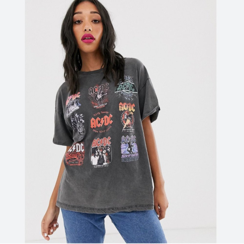 ACDC Band Tour t-shirt in Washed Grey
